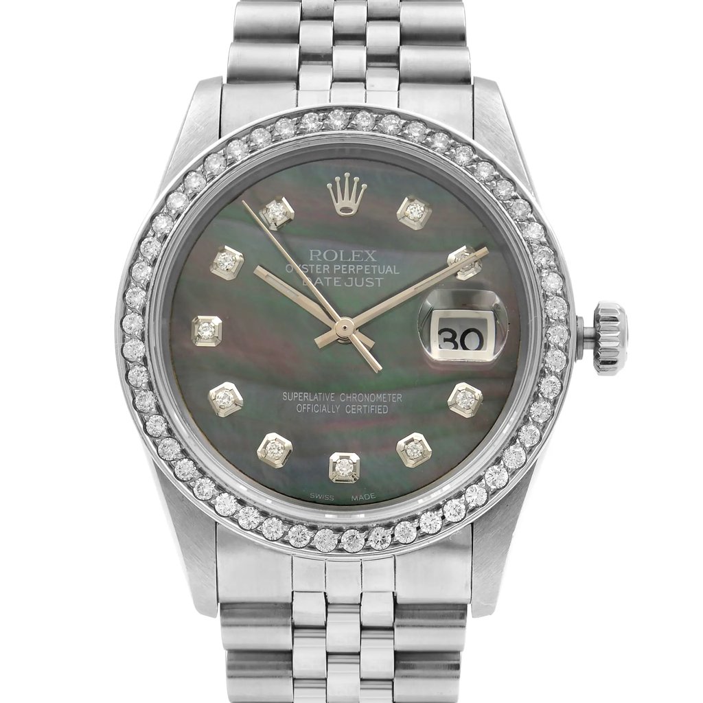 Up Close Front Facing Picture Of Rolex 16220 Stainless Steel Watch Pre Owned Condition