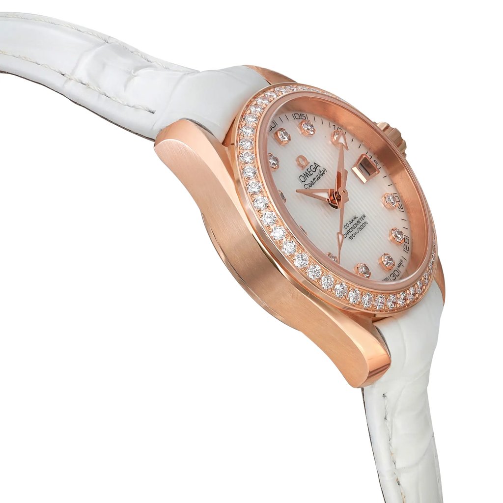 View Of Opposite Crown Facing Side Of OMEGA 231.58.30.20.55.001 Rose Gold Watch Unworn Condition