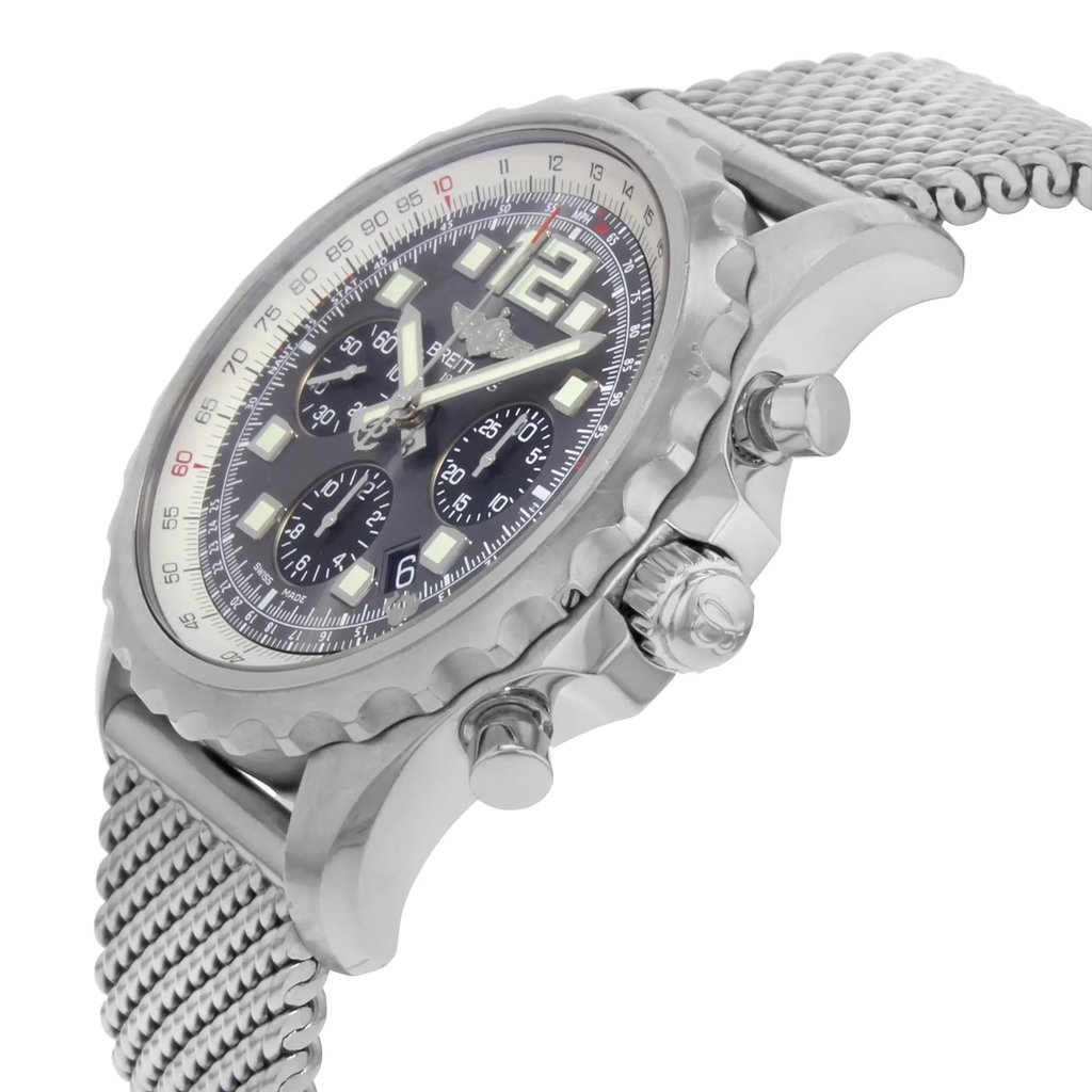 View Of Crown Facing Side Of Breitling A2336035/F555-150A Stainless Steel Watch Pre Owned Condition