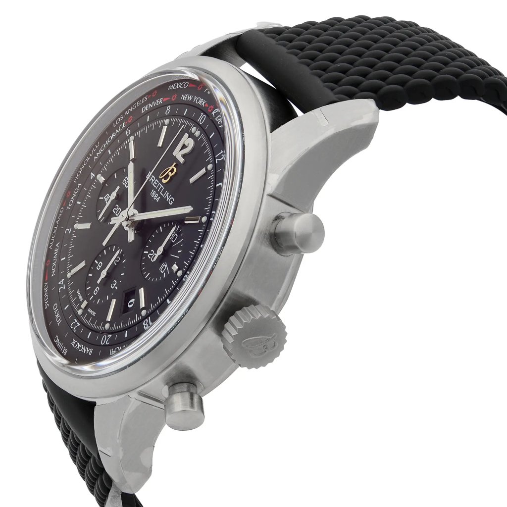 View Of Crown Facing Side Of Breitling AB0510U6/BC26-256S Stainless Steel Watch Display Model Condition