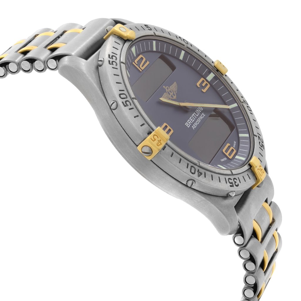 View Of Crown Facing Side Of Breitling F56062 Titanium Watch Pre Owned Condition