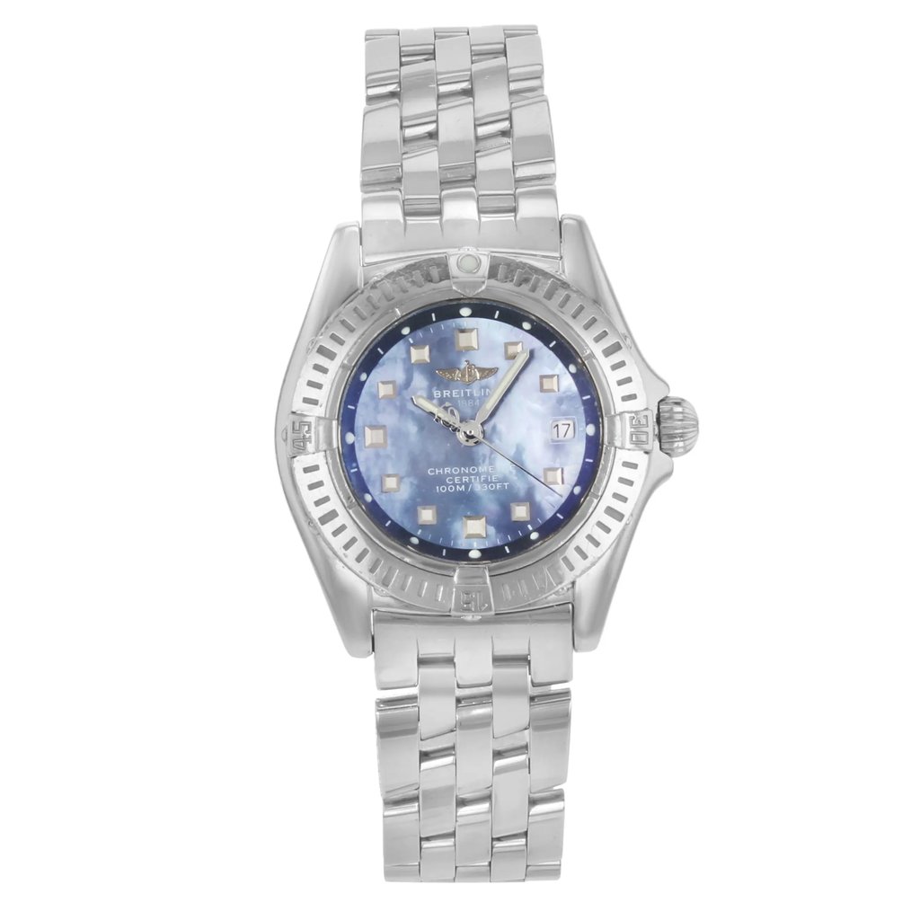 Front Full View Of Breitling a72345 Stainless Steel Watch Pre Owned Condition {Product Condition}