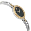 An image of a Wristwatch by Movado. This Pre Owned item is designed for Women, featuring a Casual style. It has a Quartz movement and an Analog display with a Black dial color. The indices include 12-Hour Dial,Non-Numeric Hour Marks. The band is made of Stainless Steel and the case is made of Stainless Steel. The watch has a Round shape with a case size of 25 mm and a case thickness of 6 mm.