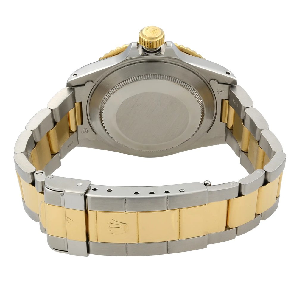 Back View Of Solid Back Case And Closed Stainless Steel,Gold Band Of Rolex 16803 Watch Pre Owned Condition