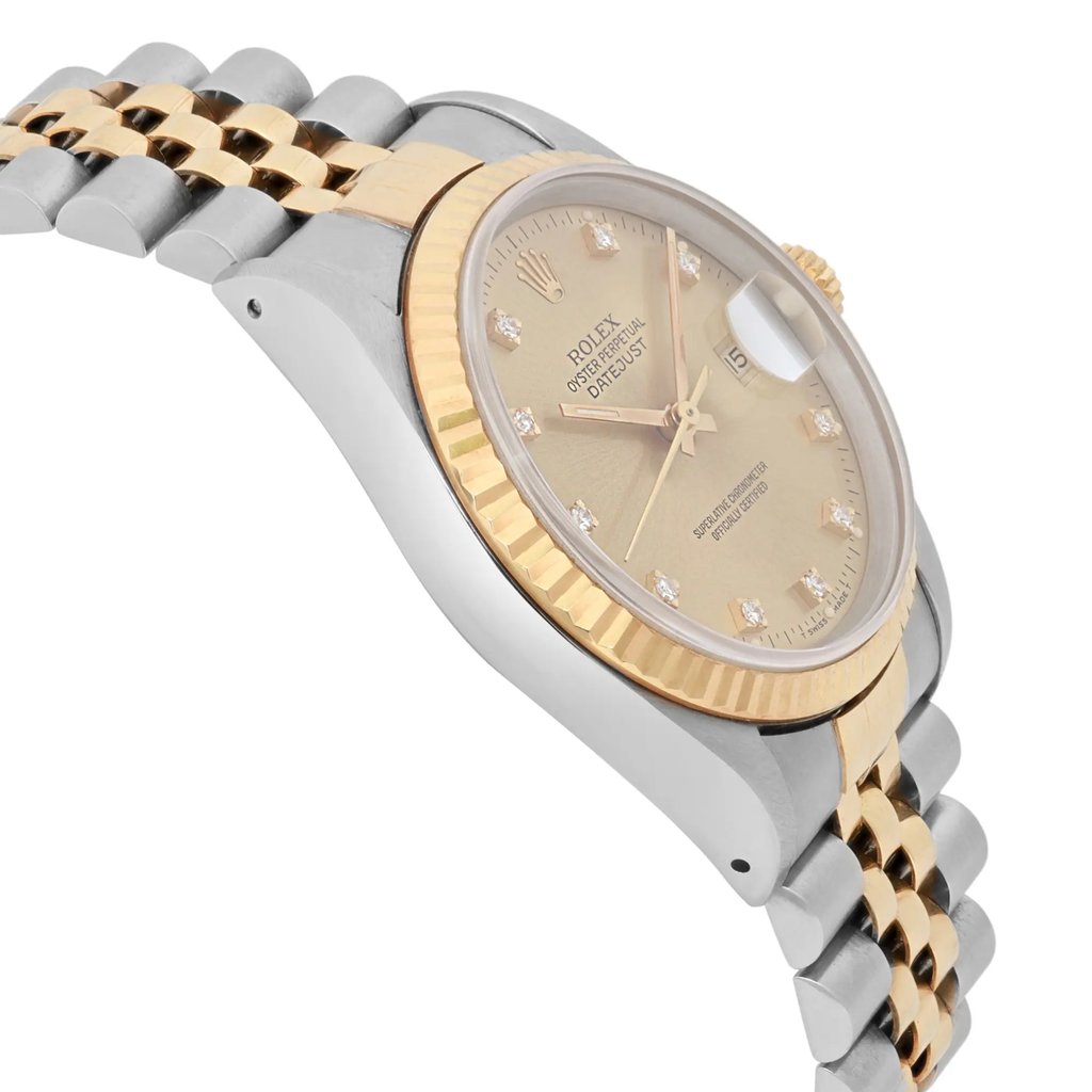 View Of Opposite Crown Facing Side Of Rolex 16233 Stainless Steel Watch Pre Owned Condition