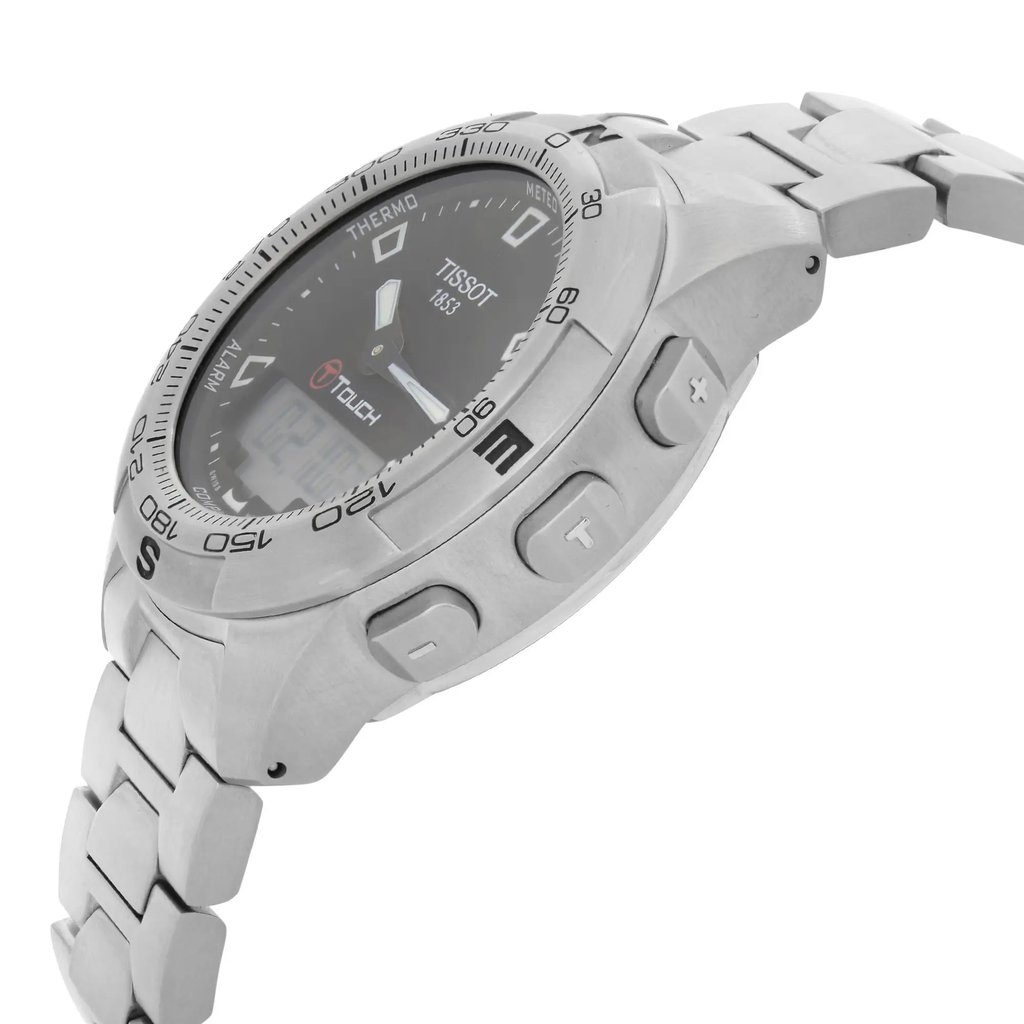 View Of Crown Facing Side Of Tissot T047.420.11.051.00 Stainless Steel Watch New With Defects Condition