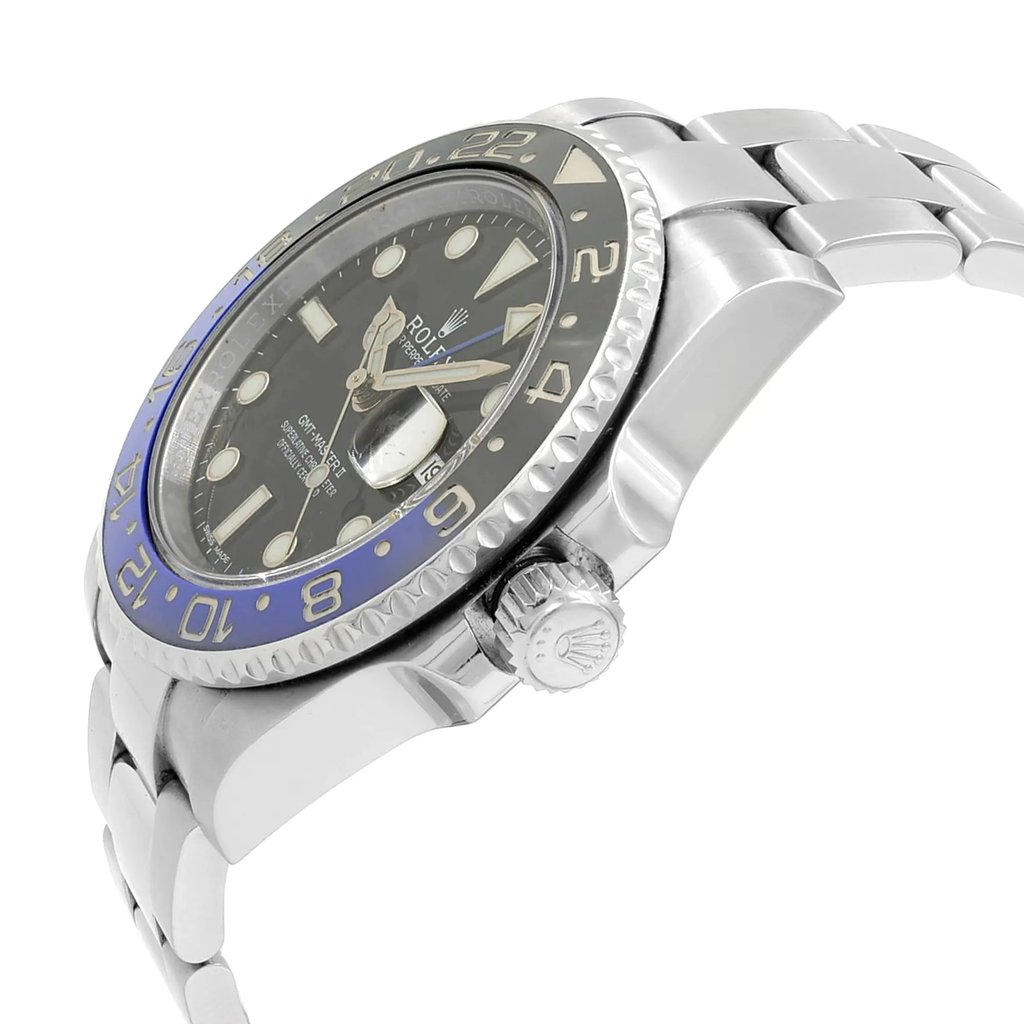 View Of Crown Facing Side Of Rolex 116710BLNR Stainless Steel Watch Pre Owned Condition