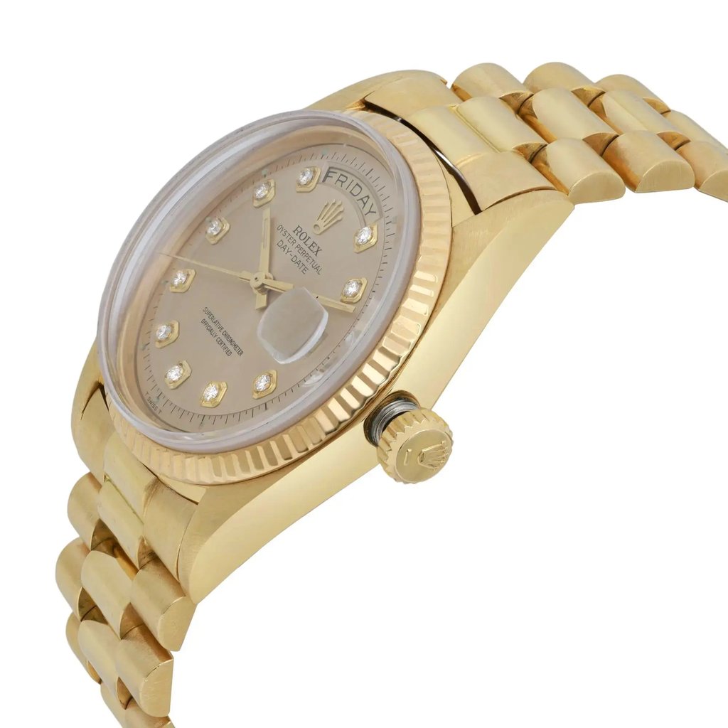 View Of Crown Facing Side Of Rolex 1803 Gold 18kt Watch Pre Owned Condition