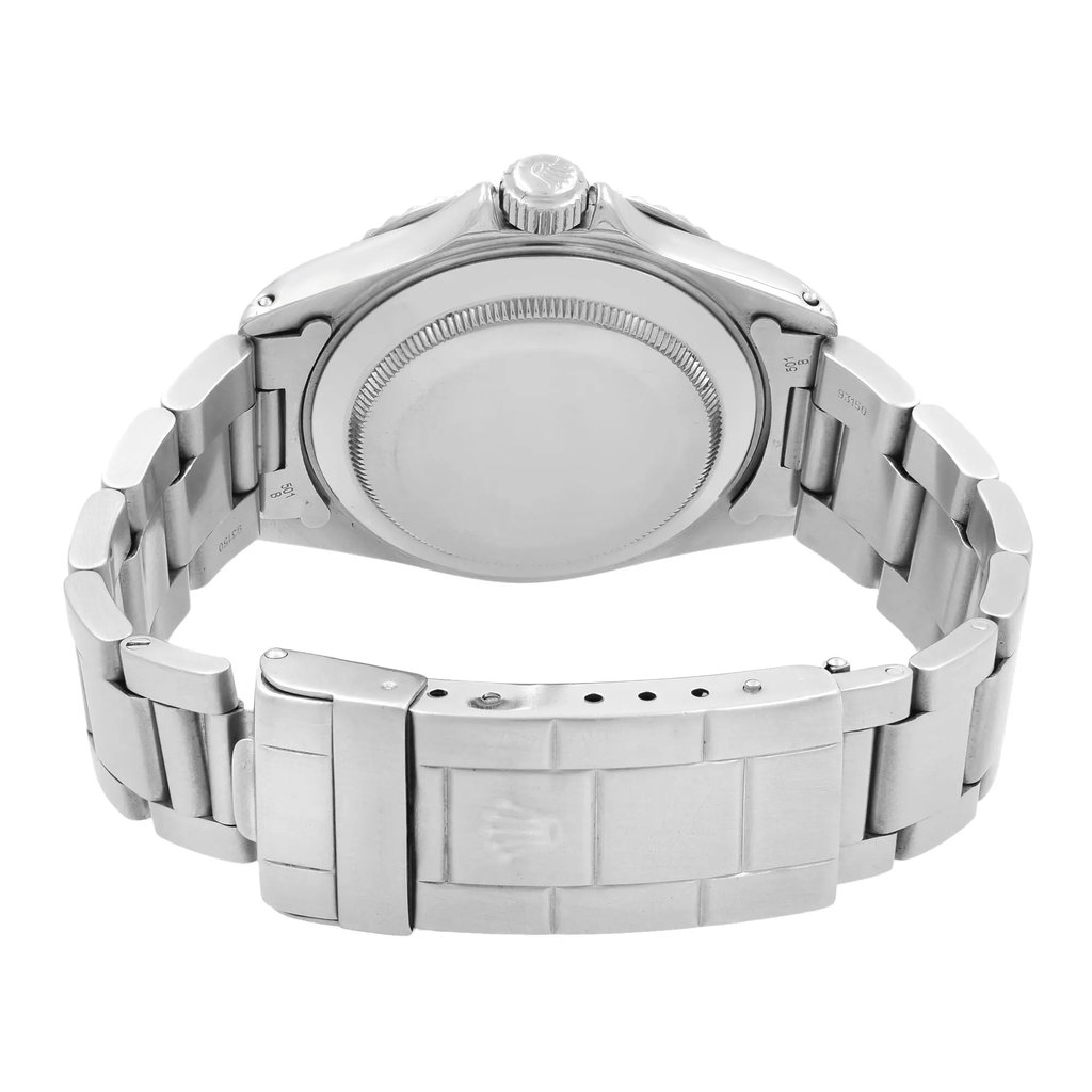 Back View Of Solid Back Case And Closed Stainless Steel Band Of Rolex 14060M Watch Pre Owned Condition