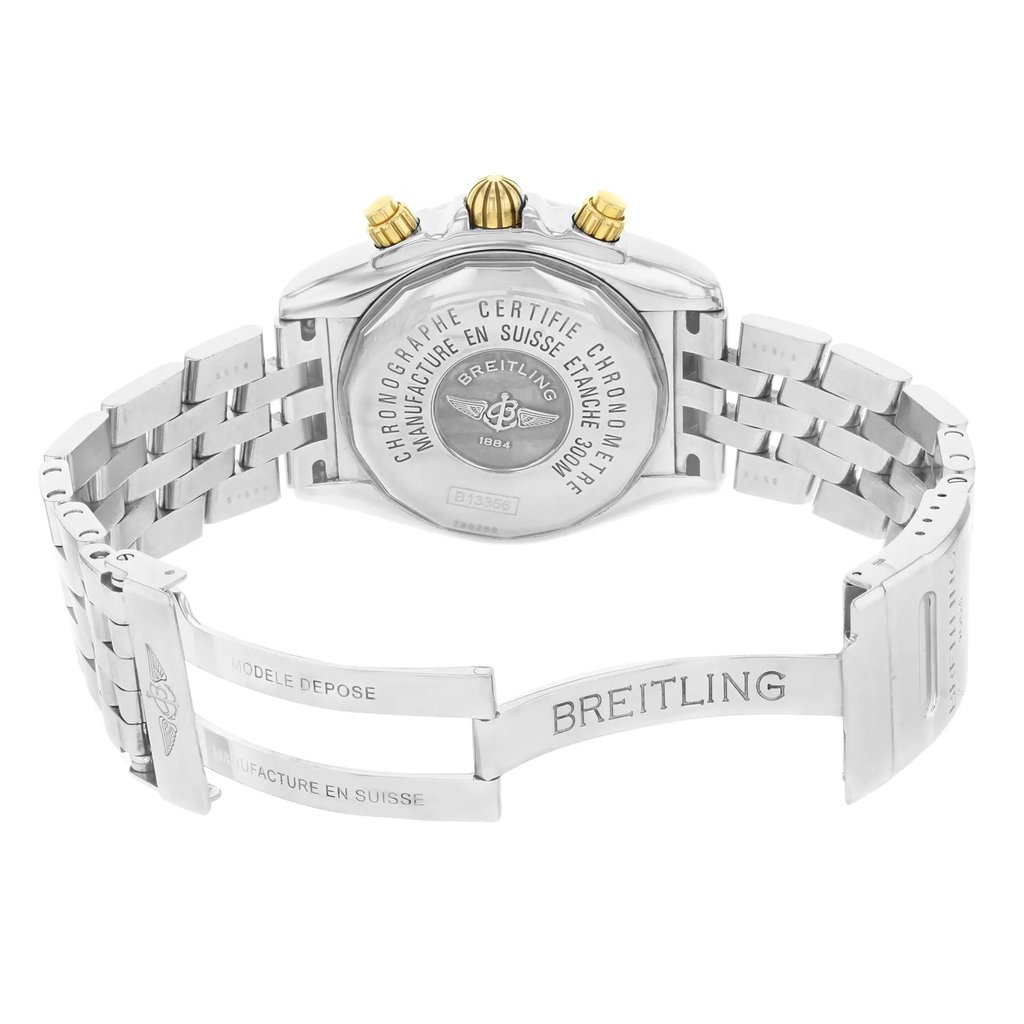 Back View Of {Caseback} Back Case And Open Stainless Steel Band Of Breitling B13356 Watch Pre Owned Condition
