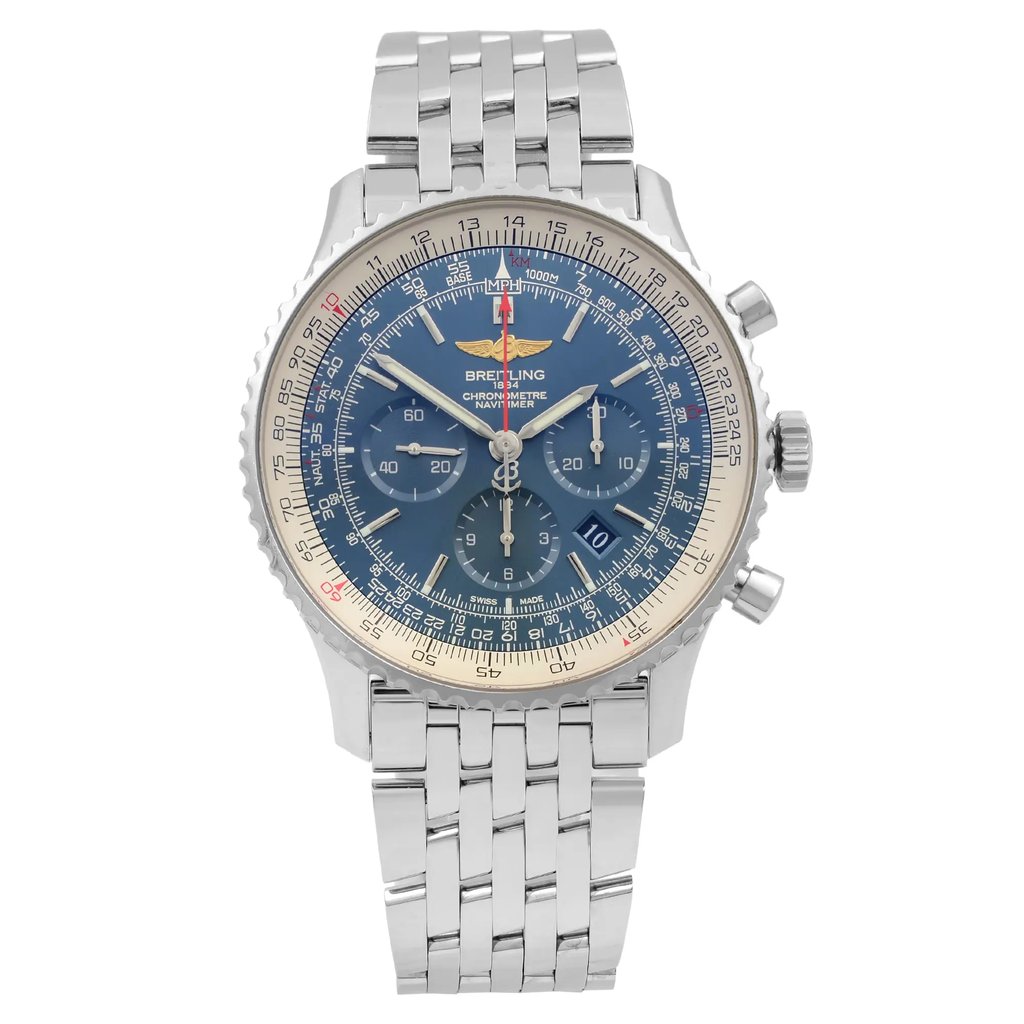 Front Full View Of Breitling AB012721/CA05-453A Stainless Steel Watch Pre Owned Condition {Product Condition}