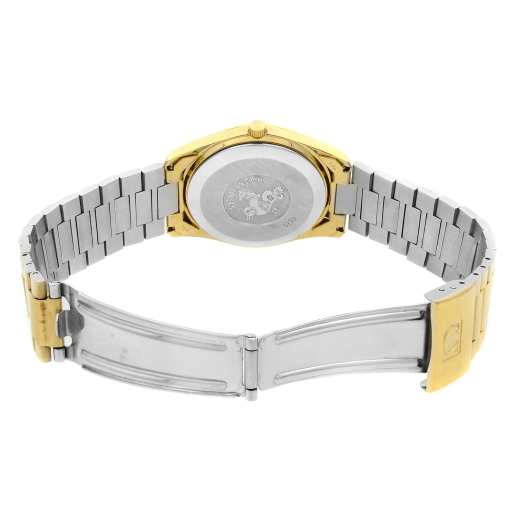 Back View Of {Caseback} Back Case And Open Stainless Steel Band Of OMEGA 166.0277 Watch Pre Owned Condition