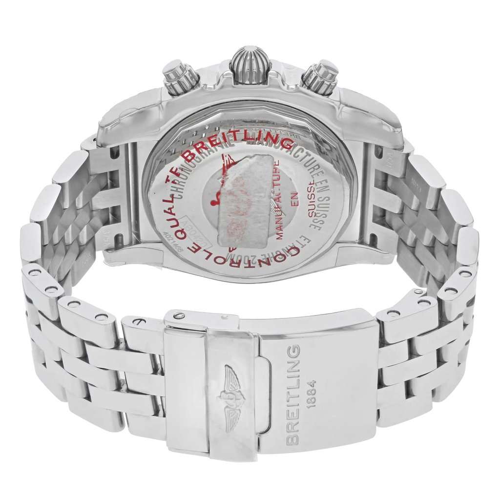 Back View Of {Caseback} Back Case And Closed Stainless Steel Band Of Breitling AB042011/F561-375A Watch Display Model Condition