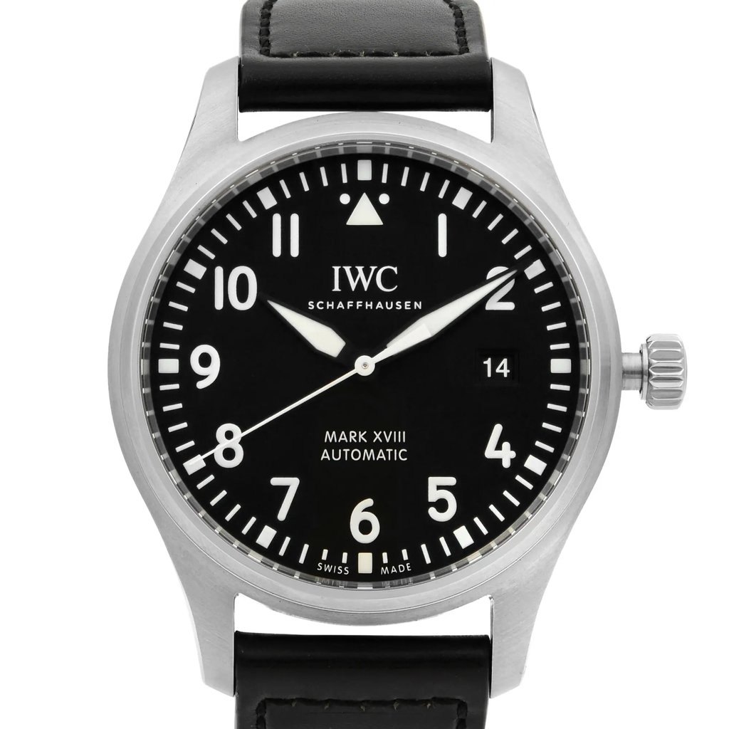 Up Close Front Facing Picture Of IWC IW327001 Stainless Steel Watch Unworn Condition