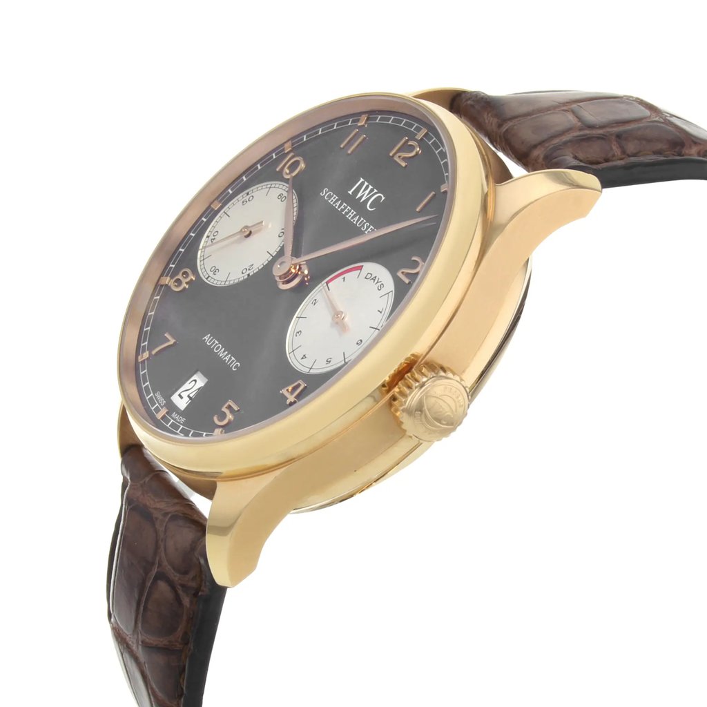 View Of Crown Facing Side Of IWC IW500118 Rose Gold Watch Pre Owned Condition