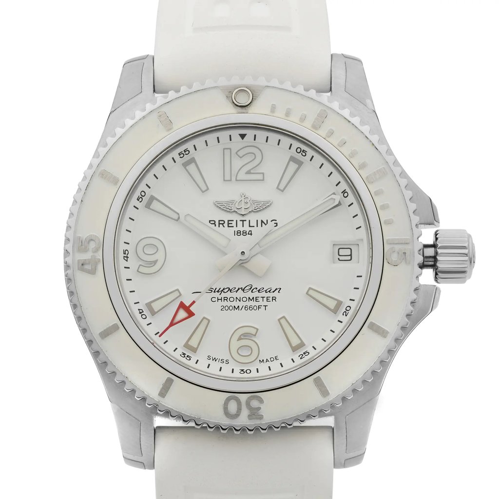 Up Close Front Facing Picture Of Breitling A17316D21A1S1 Stainless Steel Watch Unworn Condition