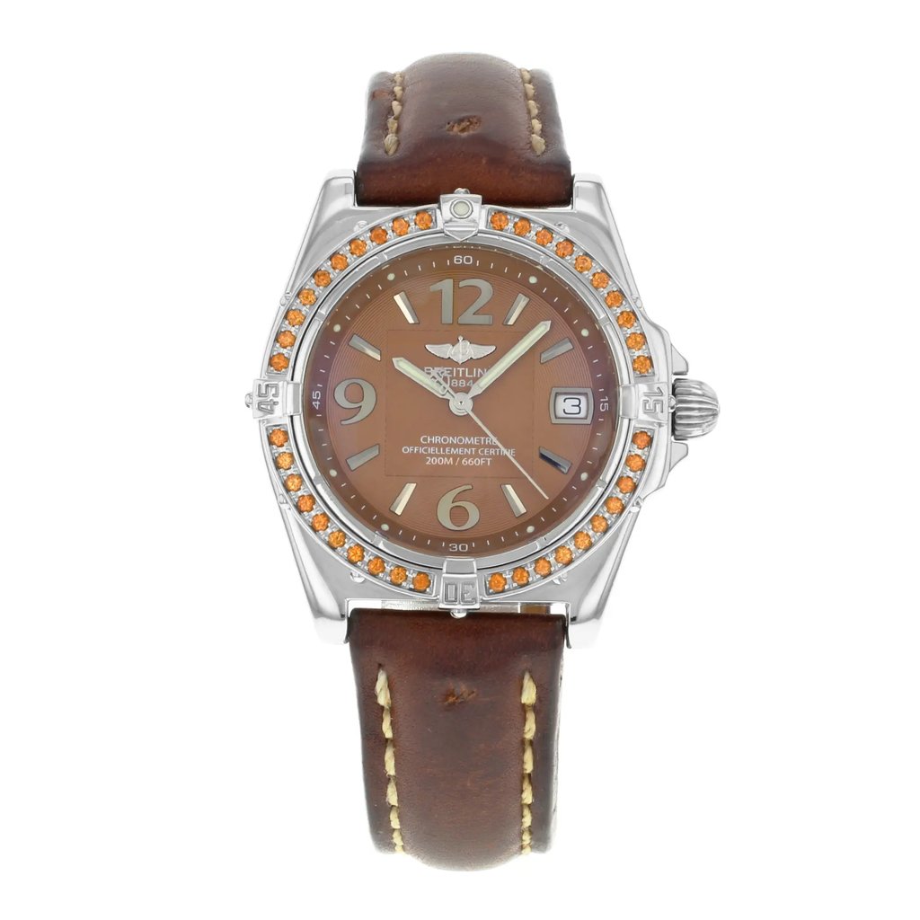 Front Full View Of Breitling A77346 Stainless Steel Watch Pre Owned Condition {Product Condition}