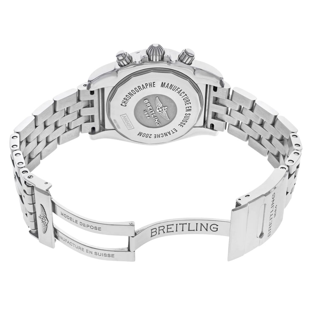 Back View Of {Caseback} Back Case And Open Stainless Steel Band Of Breitling AB042011/BB56-375A Watch Unworn Condition