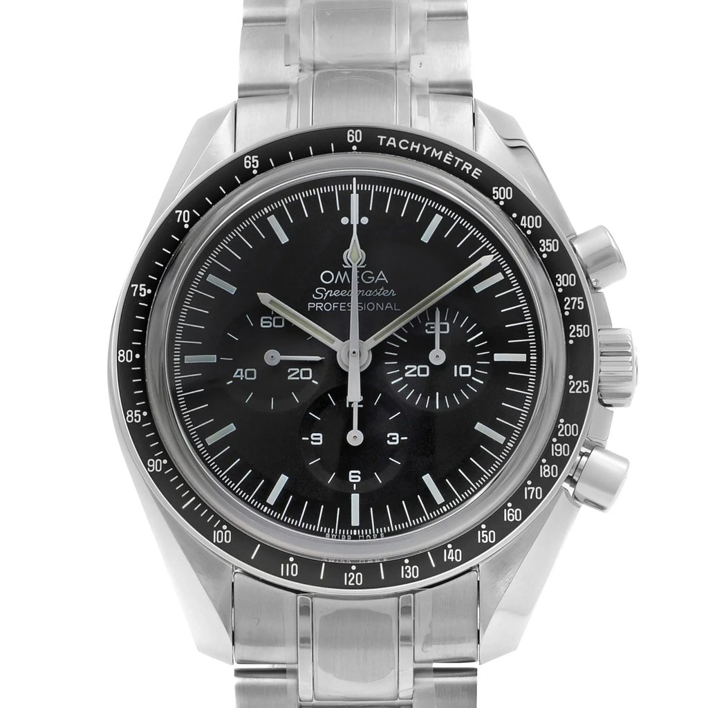 Up Close Front Facing Picture Of OMEGA 311.30.42.30.01.005 Stainless Steel Watch Unworn Condition