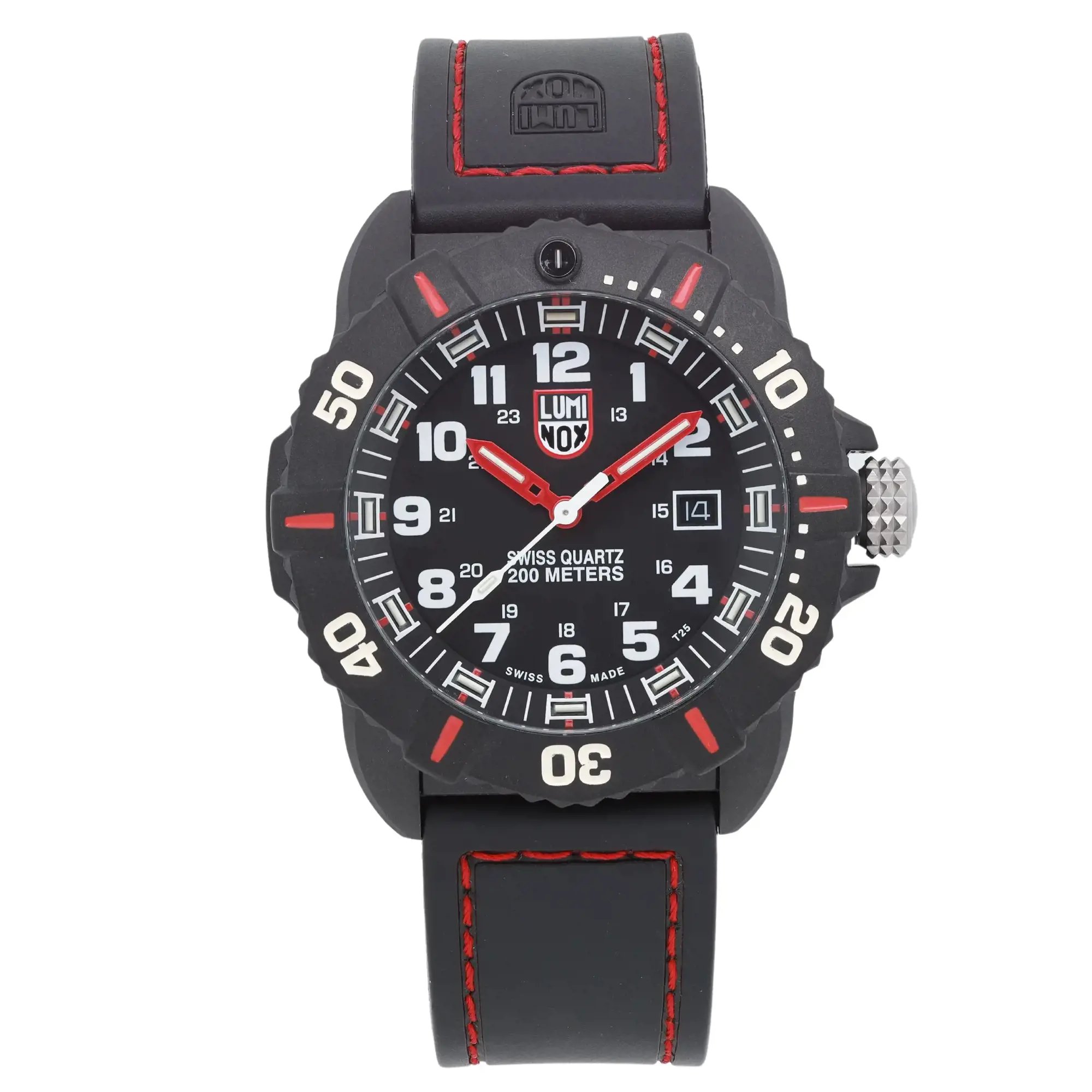 Up Close Front Facing Picture Of Luminox XS.3035 Carbon Watch Pre Owned Condition