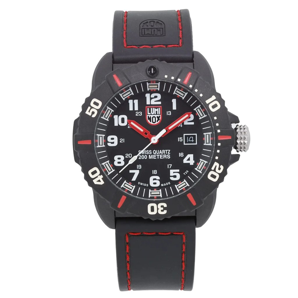 Up Close Front Facing Picture Of Luminox XS.3035 Carbon Watch Pre Owned Condition