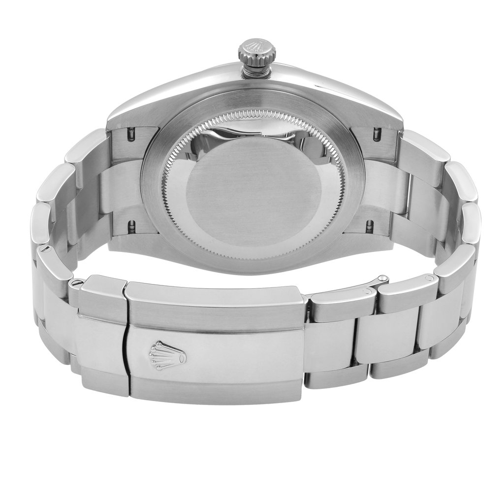 Back View Of Solid Back Case And Closed Stainless Steel Band Of Rolex 126334 Watch Pre Owned Condition
