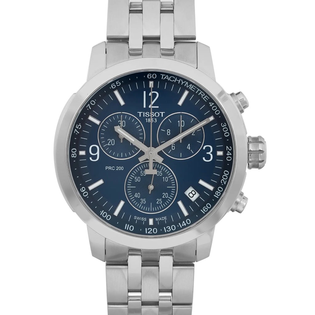 Up Close Front Facing Picture Of Tissot T114.417.11.047.00 Stainless Steel Watch Display Model Condition