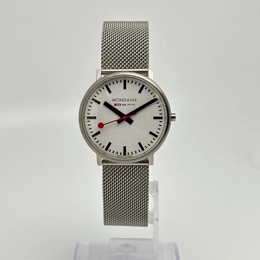 Front Full View Of Mondain A658.30332.16SBM Stainless Steel Watch New With Defects Condition Excellent