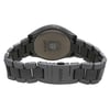 An image of a wristwatch displayed from the back view, showing the closed clasp. The watch is a display model and features a metallic finish with a smooth, reflective surface. The brand name "RADO" is visible on the clasp. The angle captures the watch face down, highlighting the details on the back of the watch case and bracelet links. The close-up shot provides a clear view of the craftsmanship and design elements.