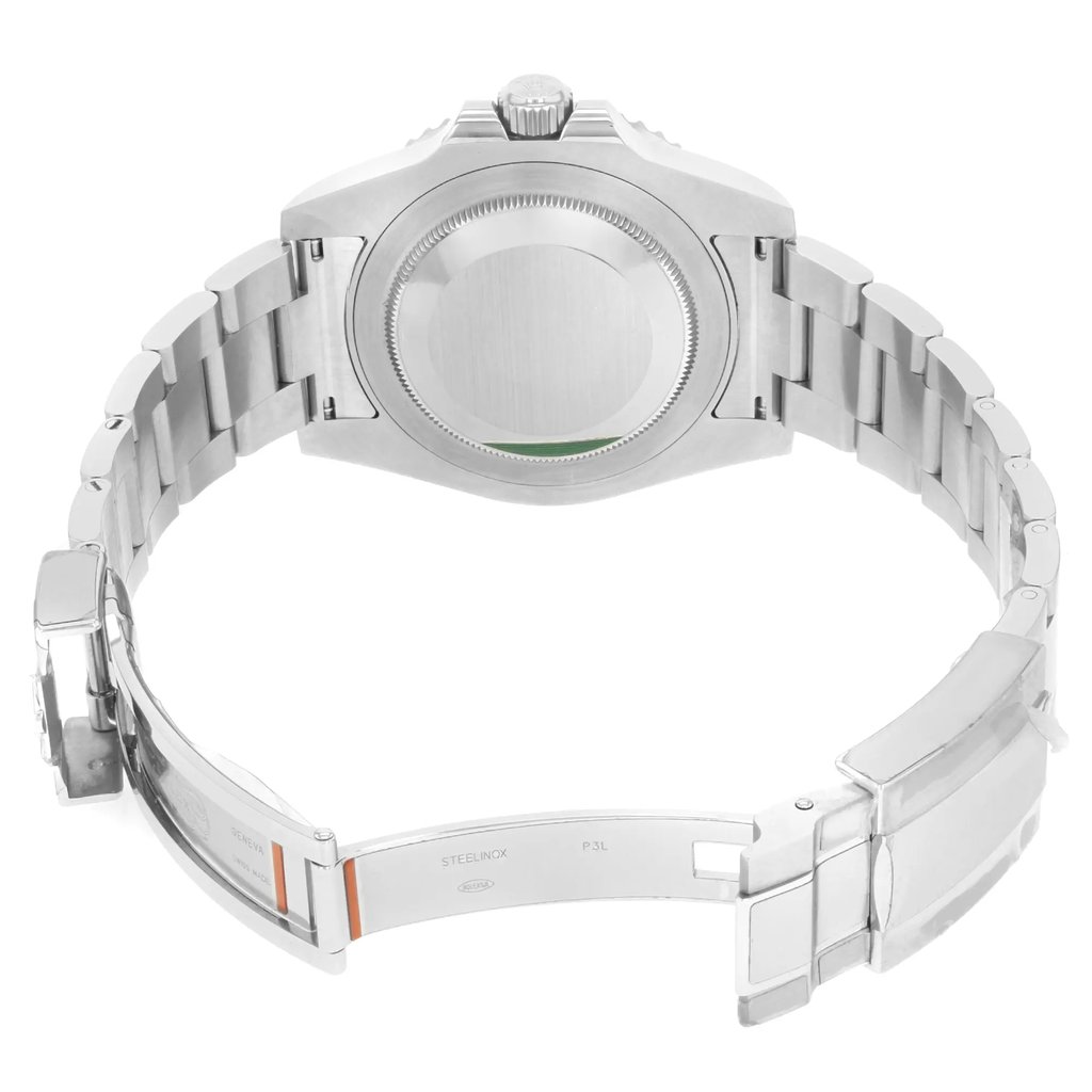 Back View Of {Caseback} Back Case And Open Stainless Steel Band Of Rolex 116710BLNR Watch Display Model Condition