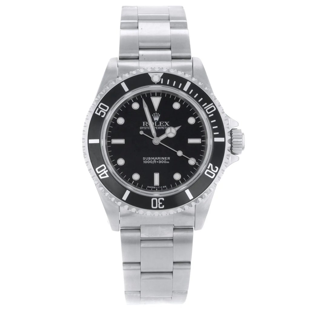 Front Full View Of Rolex 14060 Stainless Steel Watch Pre Owned Condition {Product Condition}