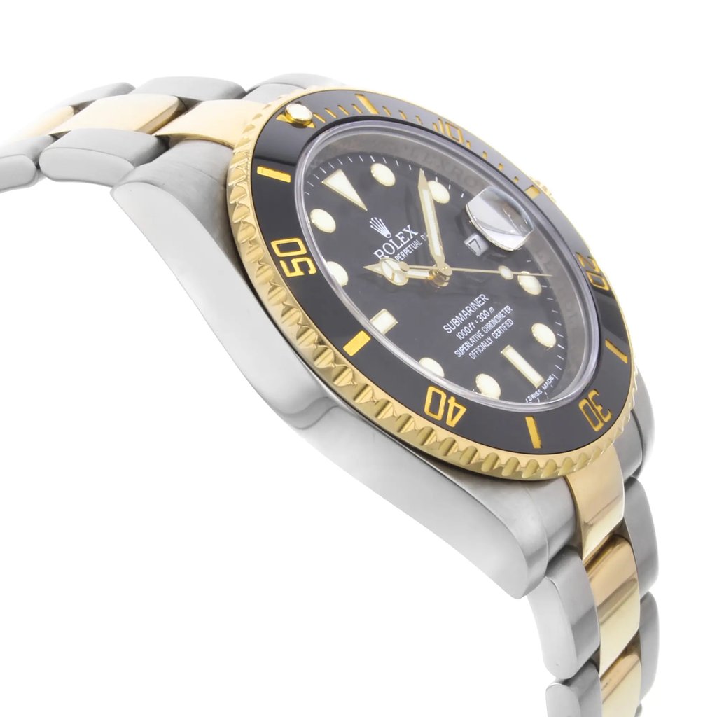 View Of Opposite Crown Facing Side Of Rolex 116613 Stainless Steel Watch Pre Owned Condition