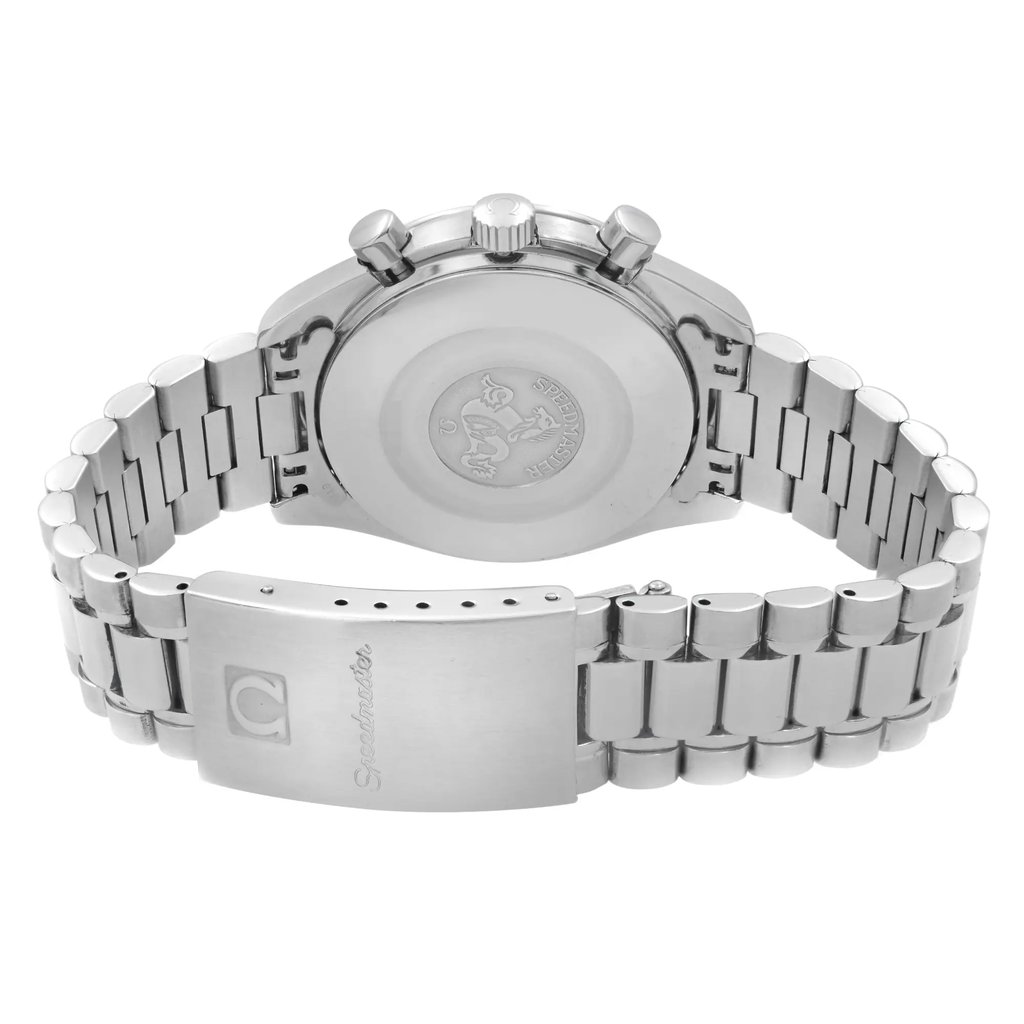 Back View Of Solid Back Case And Closed Stainless Steel Band Of OMEGA 3510.50.00 Watch Pre Owned Condition