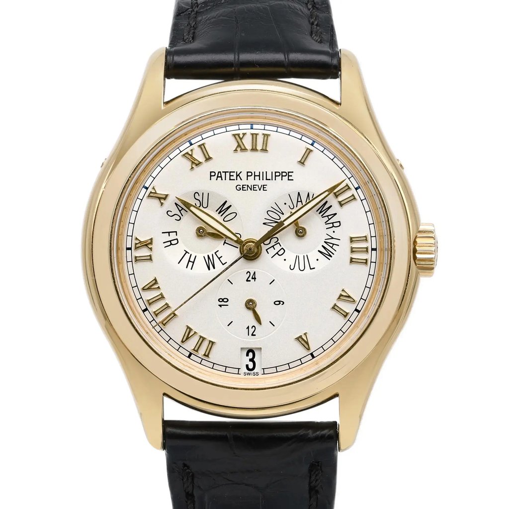 Up Close Front Facing Picture Of Patek Philippe 5035J Yellow Gold Watch Pre Owned Condition