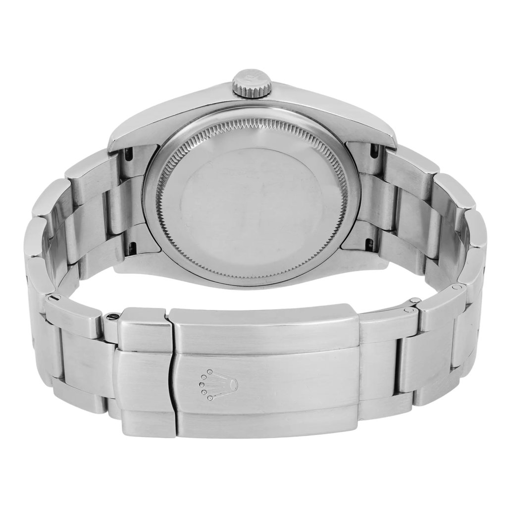 Back View Of Solid Back Case And Closed Stainless Steel Band Of Rolex 116034 Watch Pre Owned Condition