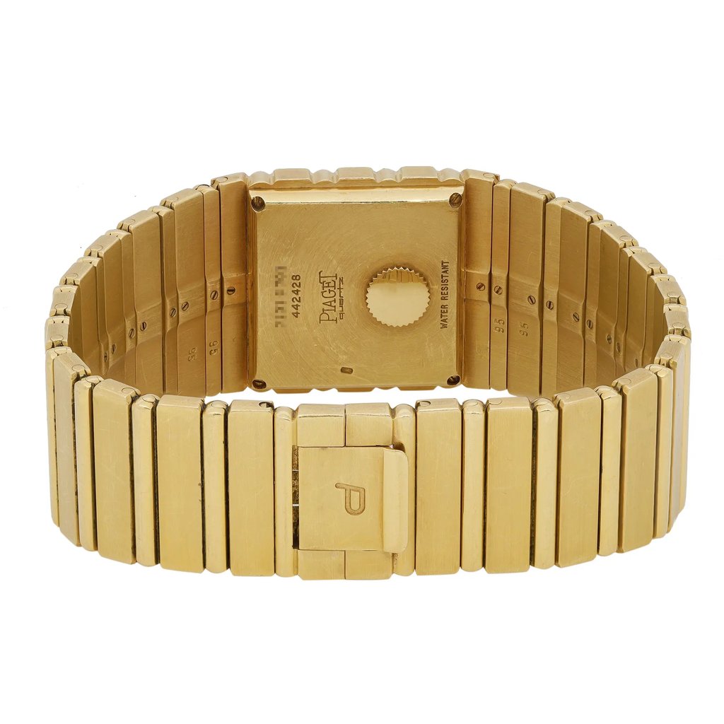 Back View Of Screwback Back Case And Closed Gold Band Of Piaget 7131 C 701 Watch Pre Owned Condition