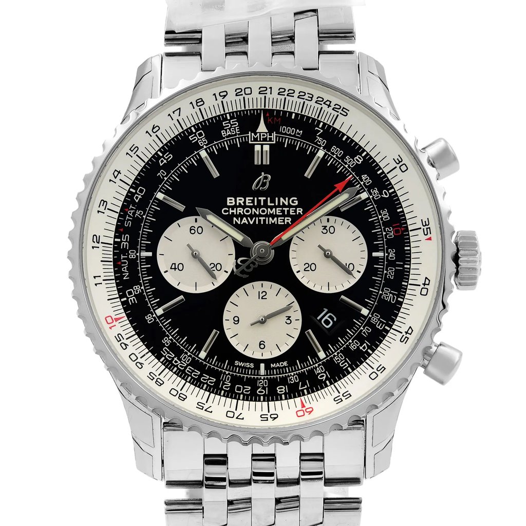 Up Close Front Facing Picture Of Breitling AB0127211B1A1 Stainless Steel Watch Unworn Condition