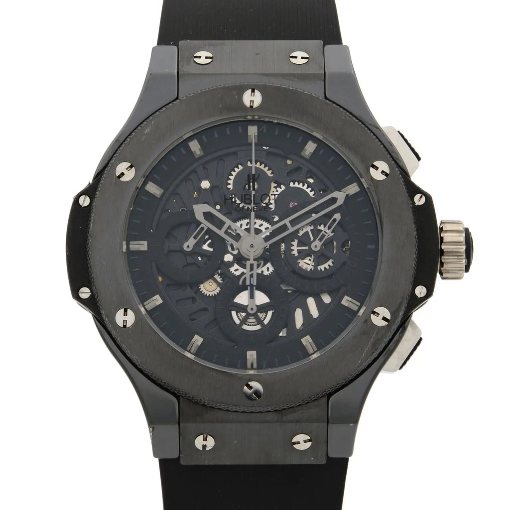 Up Close Front Facing Picture Of Hublot 310.CM.1110.RX Ceramic Watch Pre Owned Condition