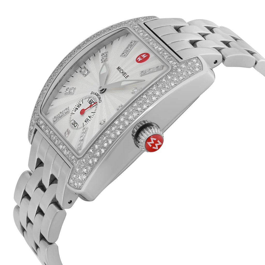 View Of Crown Facing Side Of MICHELE MWW02T000001 Stainless Steel Watch Pre Owned Condition