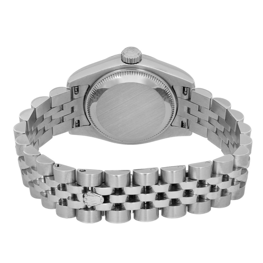 Back View Of Solid Back Case And Closed Stainless Steel Band Of Rolex 179174  Watch Pre Owned Condition