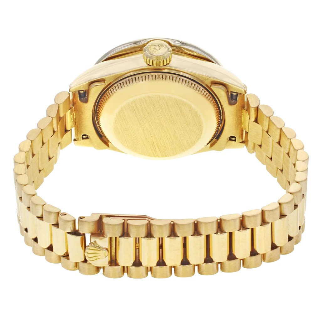 Back View Of Solid Back Case And Closed Gold Band Of Rolex 69178 Watch Pre Owned Condition