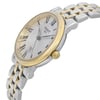 An image of a Wristwatch by Tissot. This Pre Owned item is designed for Women, featuring a Casual style. It has a Quartz movement and an Analog display with a Silver dial color. The indices include 12-Hour Dial,Roman Numerals. The band is made of Stainless Steel and the case is made of Stainless Steel. The watch has a Round shape with a case size of 30 mm and a case thickness of 7 mm.
