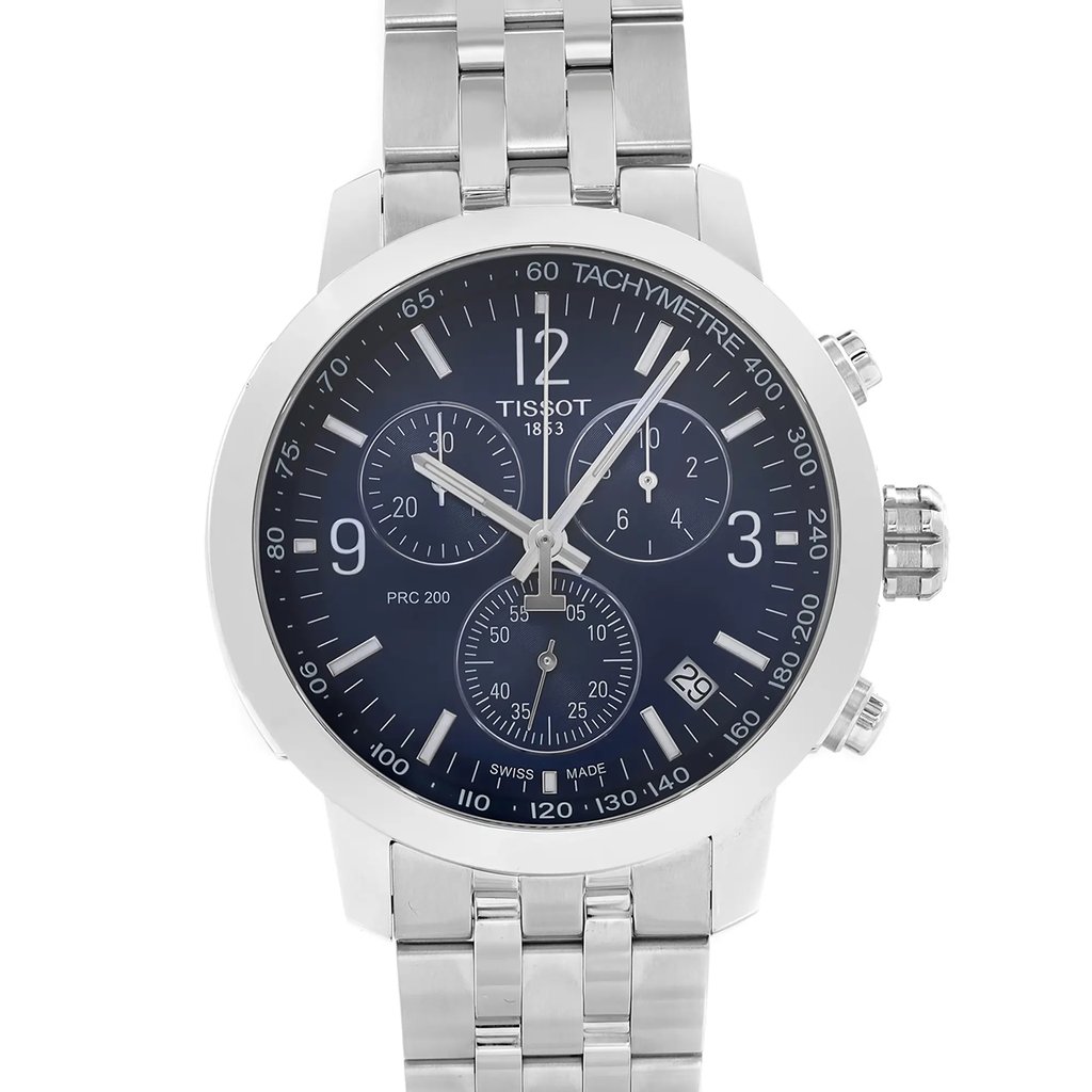 Up Close Front Facing Picture Of Tissot T114.417.11.047.00 Stainless Steel Watch Pre Owned Condition