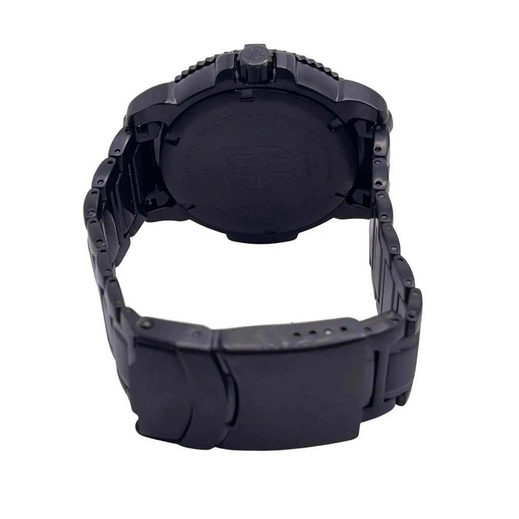 Back View Of Solid Back Case And Closed Stainless Steel,Leather Band Of Luminox 7251.BO Watch Pre Owned Condition