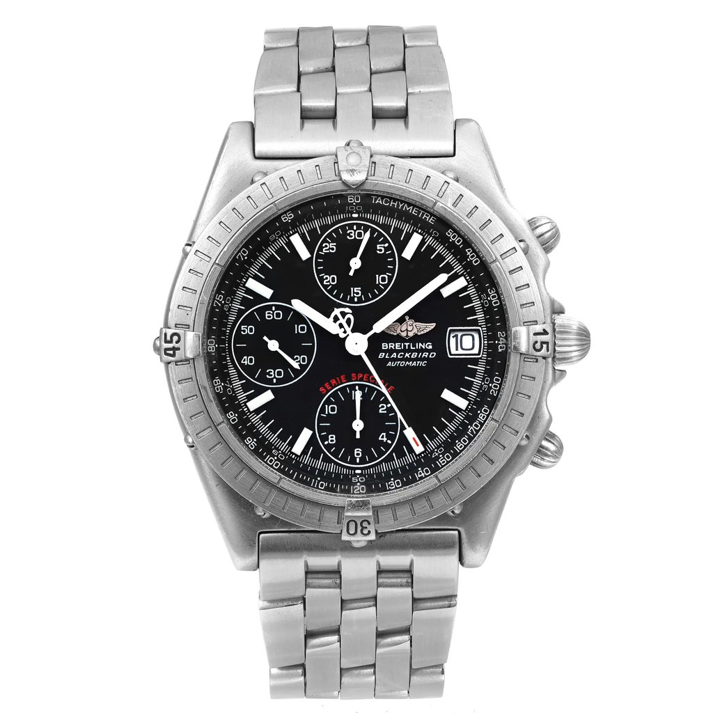Front Full View Of Breitling A13350 Stainless Steel Watch Pre Owned Condition Fair