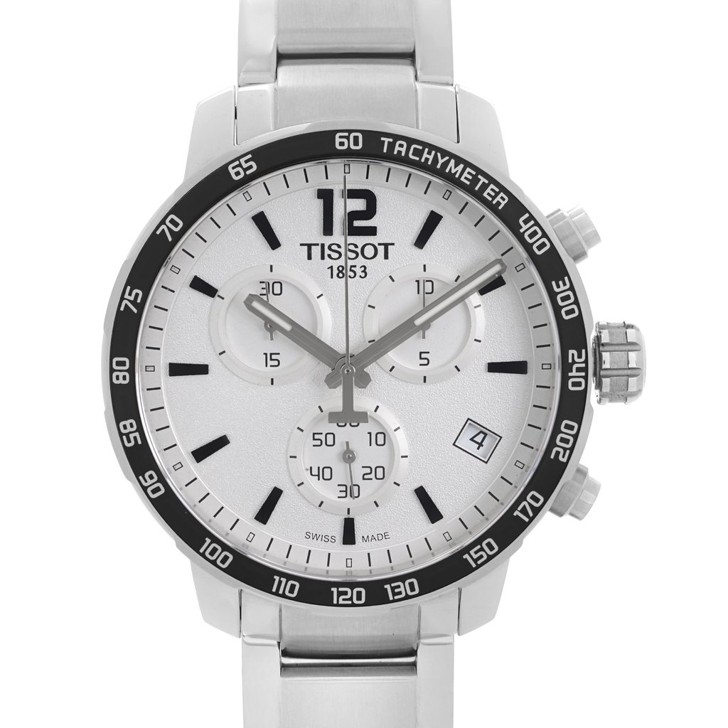 Up Close Front Facing Picture Of Tissot T095.417.11.037.00 Stainless Steel Watch Unworn Condition