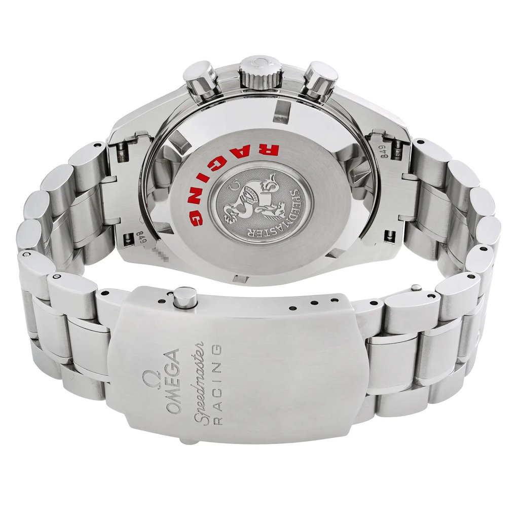 Back View Of Solid Back Case And Closed Stainless Steel Band Of OMEGA 3552.59.00 Watch Pre Owned Condition