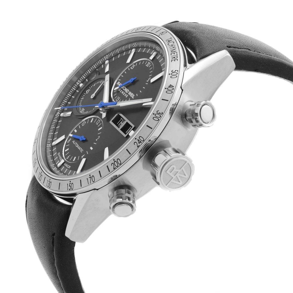 View Of Crown Facing Side Of RAYMOND WEIL 7731-STC-20021 Stainless Steel Watch Display Model Condition