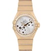 Up Close Front Facing Picture Of OMEGA 123.55.27.20.05.002 Yellow Gold Watch Display Model Condition