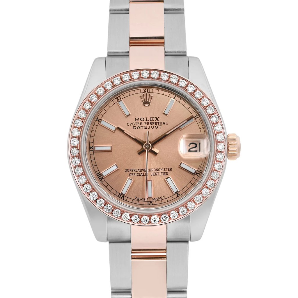 Up Close Front Facing Picture Of Rolex 178271 Stainless Steel Watch Pre Owned Condition